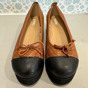 Cooperative Womens Size 9 Platform Slip On Shoes Bow Accents Brown Black